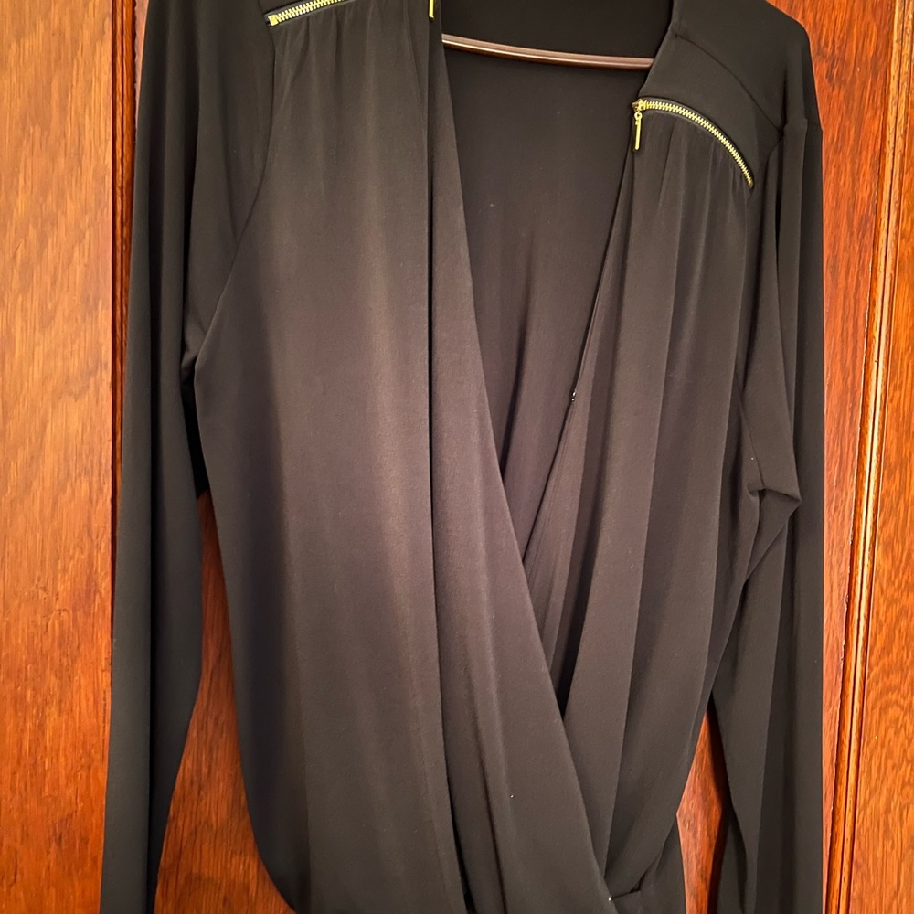 INC International Concepts Black Top with Gold Zippers